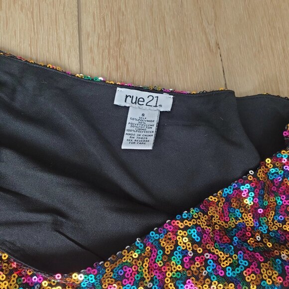 Rue 21 Womens One Shoulder Halter Top Size S Sequin Tank Club Disco Party RARE - Picture 3 of 11